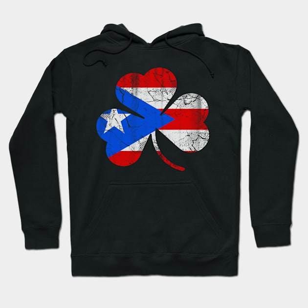 Puerto Rico Flag Shamrock Irish St Patrick's Day Hoodie by E